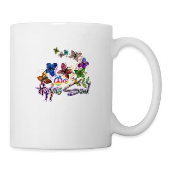Hippie Soul Butterfly peace in love - Mug - white - Right