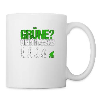Grüne nein danke Spruch Geschenk - Tasse - Weiß - Rechts