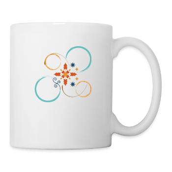 Orange und blaue Spirale - Tasse - Weiß - Rechts
