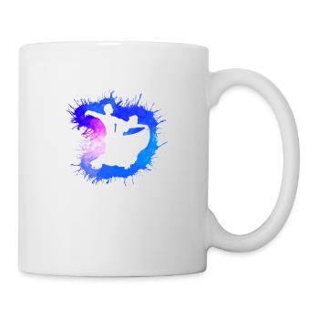 Standard Tanzpaar Aquarell Farbverlauf neon blau - Tasse - Weiß - Rechts