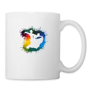 Standard Regenbogen Tanzpaar Aquarell Farbverlauf - Tasse - Weiß - Rechts