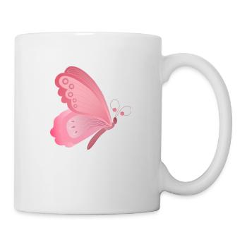 rosa Schmetterling - Tasse - Weiß - Rechts
