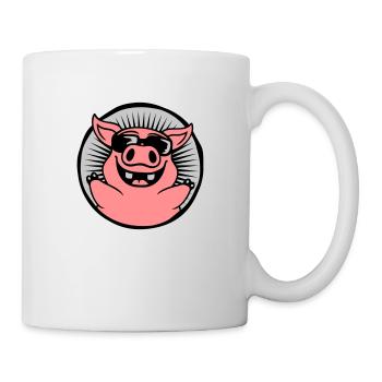 Circle Cool Sunglasses Pig - Mug - white - Right