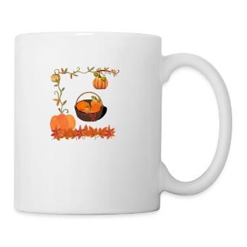 Kürbis im Korb - Tasse - Weiß - Rechts