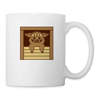 Comic drôle de cochon d’écurie - Mug blanc - blanc - Droite