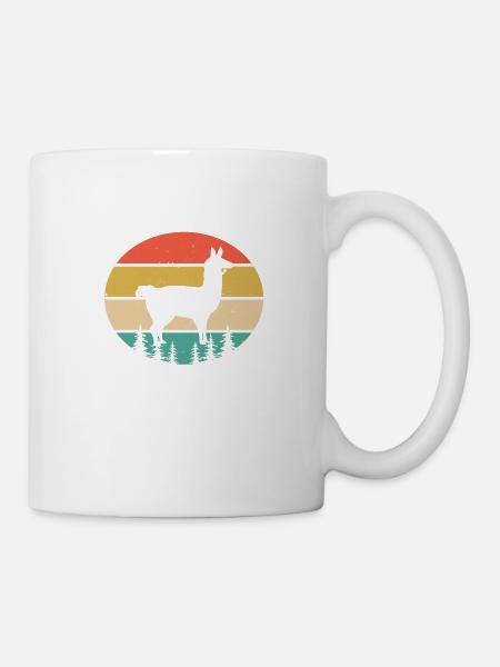 lama vintage rétro - Mug blanc - blanc
