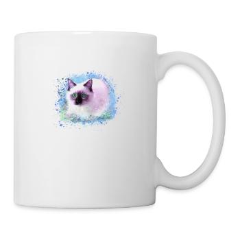 chat, bleu, aquarelle, peinture, graffiti, chaton - Mug blanc - blanc - Droite