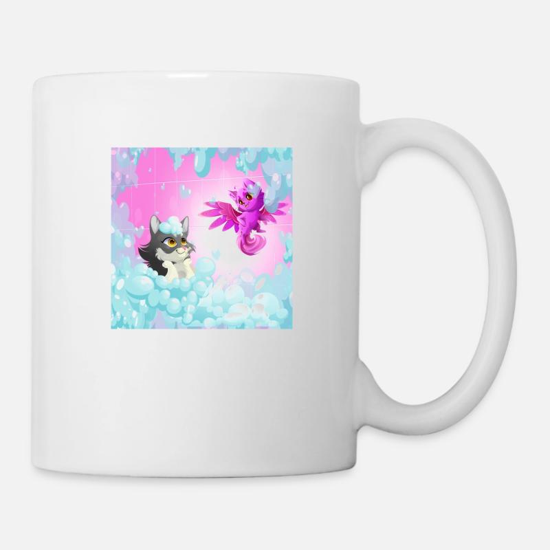 Süße Katzen im Bad - Tasse - Weiß