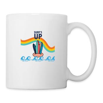 Regenbogen Surfbrett - Tasse - Weiß - Rechts