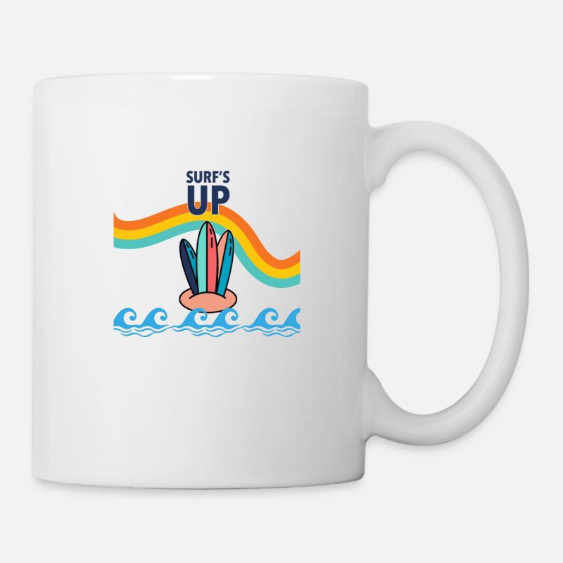 planche de surf arc en ciel - Mug blanc - blanc