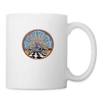 Peacock against an abstract background with infinity - Mug - white - Right