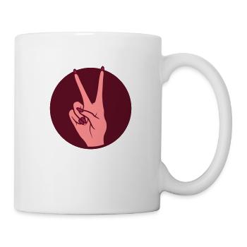 Circle Victory Hand Signal Peace - Mug - white - Right