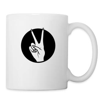 Round Victory Hand Signal Peace - Mug - white - Right