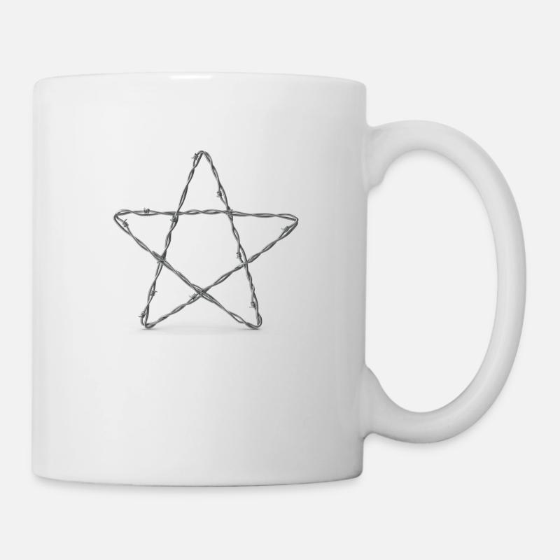 Barbed Wire Star - Pentagram - Tasse - Weiß