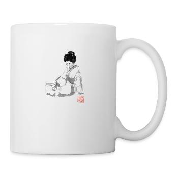 Geisha und Fan - Tasse - Weiß - Rechts