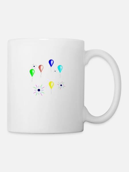 Celebration Balloons and fireworks - Mug - white