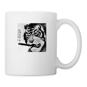 Smoking Tiger Black and White - Tasse - Weiß - Rechts
