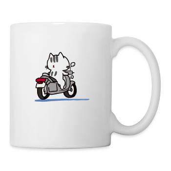 Un chat à moto - Mug blanc - blanc - Droite