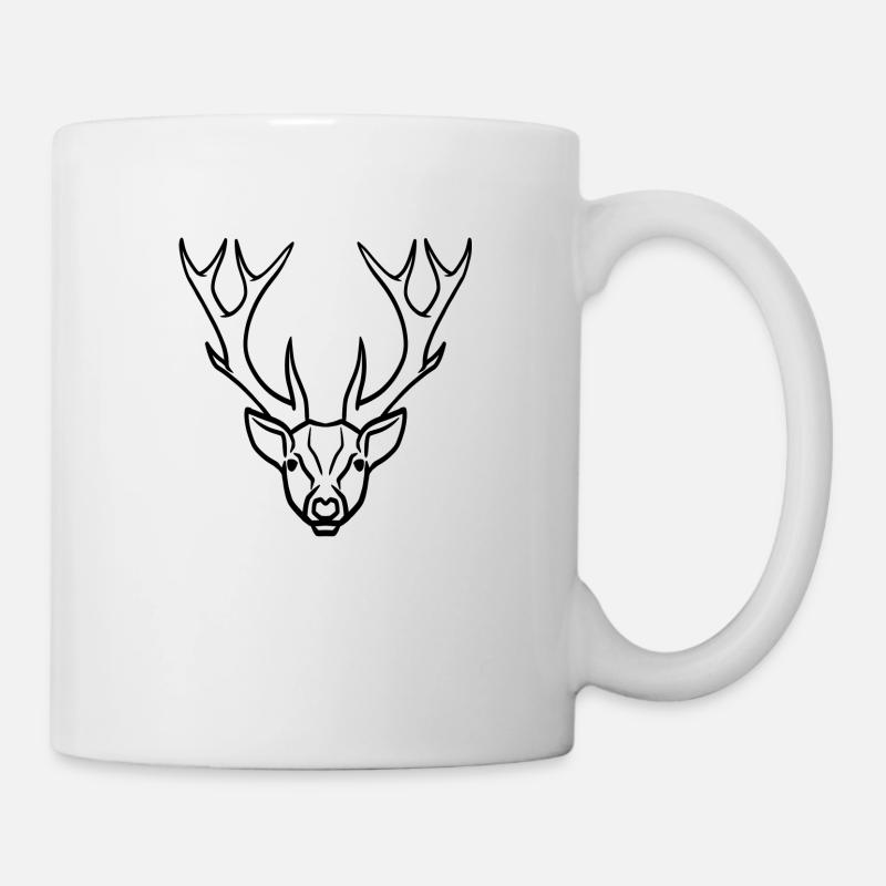 Hirschkopf Symbol schwarz - Tasse - Weiß