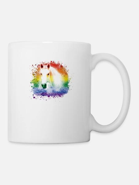 buntes Pferd ,Schimmel, Pferd ,regenbogen,grafftit - Tasse - Weiß