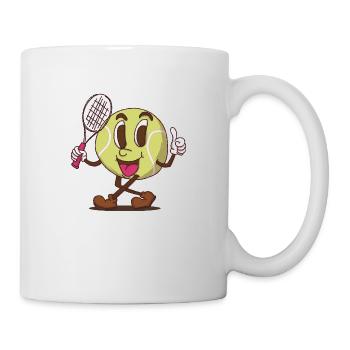 funky tennis ball cartoon face - Mug - white - Right