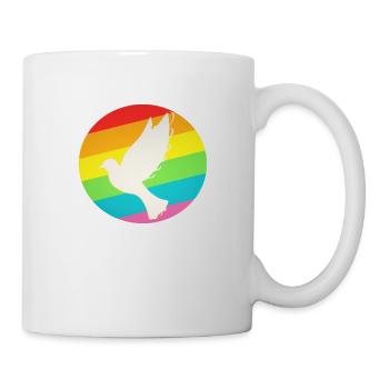 LGBT Regenbogen Friendenstaube - Tasse - Weiß - Rechts
