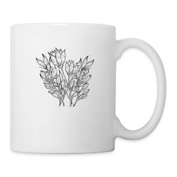 Illustration Blumen Tulpen - Tasse - Weiß - Rechts