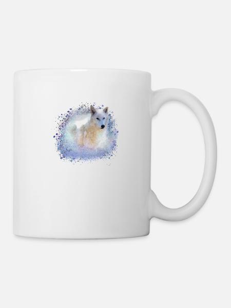 wolf,blau,hund, husky,Hund, malerei,graffiti - Tasse - Weiß