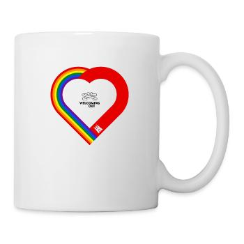 WELCOMING OUT Regenbogen/Hamburg-Herz - Tasse - Weiß - Rechts