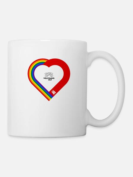 WELCOMING OUT Regenbogen/Hamburg-Herz - Tasse - Weiß