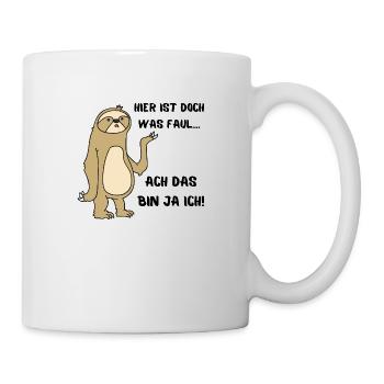 Hier ist doch was Faul - Lustiges Faultier - Tasse - Weiß - Rechts