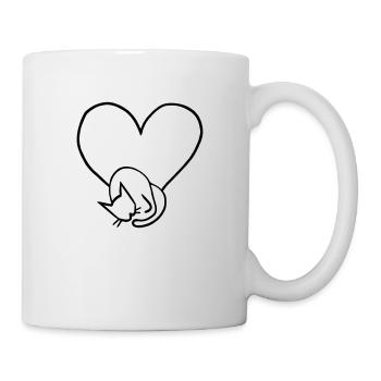 Cats Love Heart Line Art Gift Idea - Mug - white - Right