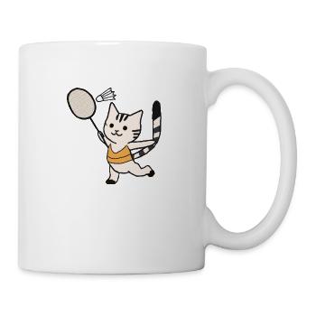 chat excité joue au badminton badminton badminton badminton - Mug blanc - blanc - Droite