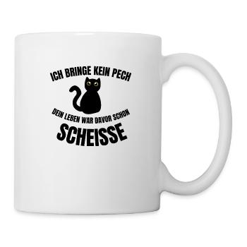 schwarze katze pech unglück - Tasse - Weiß - Rechts
