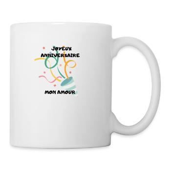 Motif JOYEUX ANNIVERSAIRE MON AMOUR - Mug blanc - blanc - Droite