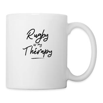 rugby is my thérapy - idée cadeau - sport humour - Mug blanc - blanc - Droite