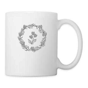 Illustration Tulip Wreath Grayscale - Mug - white - Right