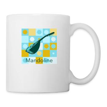 Mandoline blau gelbes Muster Sterne - Tasse - Weiß - Rechts