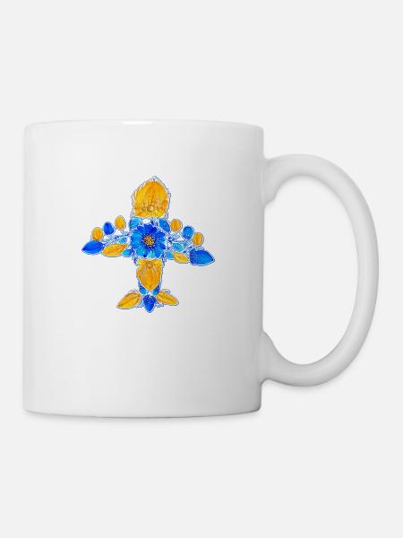 Mriya. AN 225. Peinture petrykivka. Art ukrainien. - Mug blanc - blanc