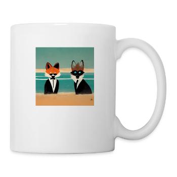 Fuchs und Waschbär im Kostüm - Tasse - Weiß - Rechts
