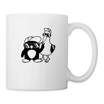 Pinguin Möwe 2 Freunde - Tasse - Weiß - Rechts