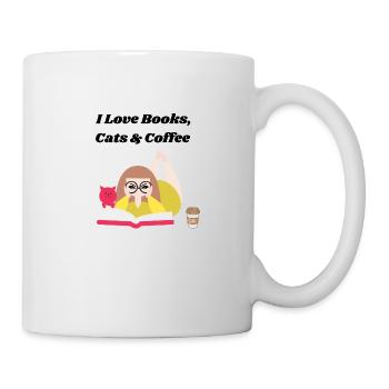 I love books, coffee and cats - Mug - white - Right