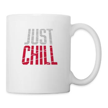 Just Chill Text Logo - Tasse - Weiß - Rechts