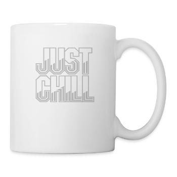 Just Chill Text Logo - Tasse - Weiß - Rechts