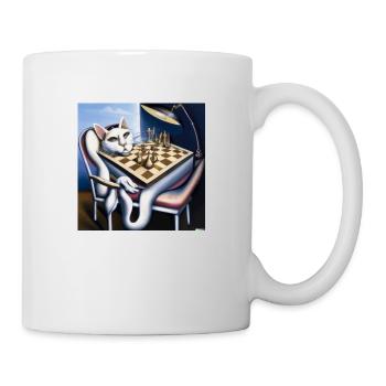 Cat plays chess - Mug - white - Right