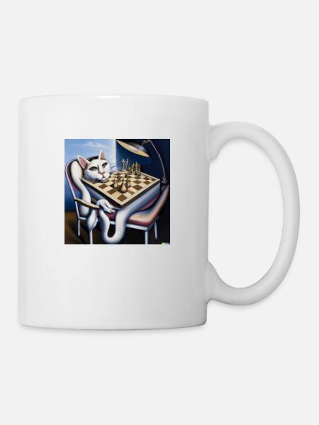 Cat plays chess - Mug - white