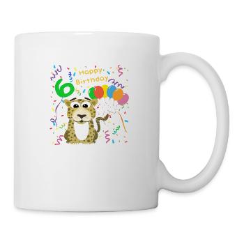 Happy Birthday Ich bin schon 6, Geburtstagsshirt - Tasse - Weiß - Rechts