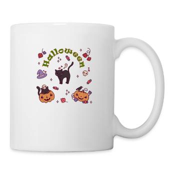 Halloween time. Cat Halloween pumpkin. - Mug - white - Right