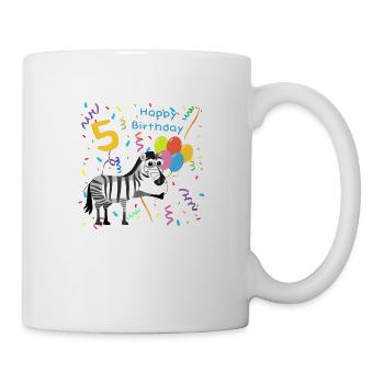 Kinder 5. Geburtstag Junge&Mädchen Zebra Zoo Wild - Tasse - Weiß - Rechts