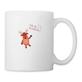 Weihnachten Rentier rote Nase Oh du fröhliche - Tasse - Weiß - Rechts